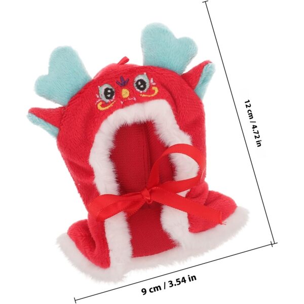 Stoffumhang für Puppen mit rotem Drachen-Design, waschbar und verstellbar
