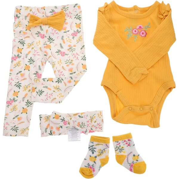Abbigliamento per Bambola Reborn in Cotone Set Completo Maniche Lunghe Giallo