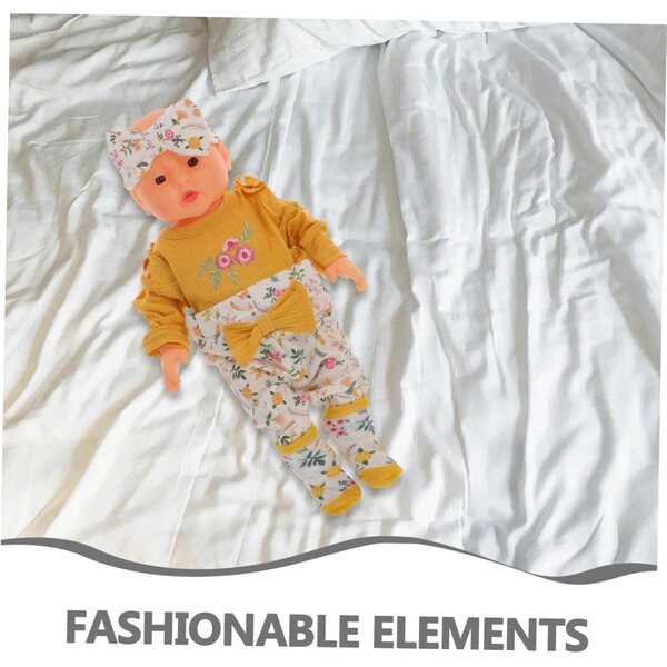 Abbigliamento per Bambola Reborn in Cotone Set Completo Maniche Lunghe Giallo