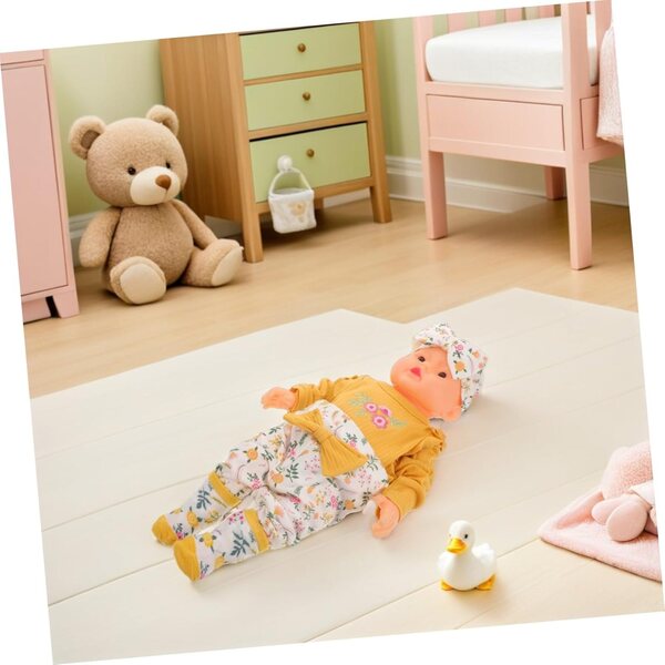 Abbigliamento per Bambola Reborn in Cotone Set Completo Maniche Lunghe Giallo