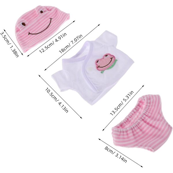 Puppenkleidungsset 30 cm 3-teilig Rosa Grün Gelb, Freizeitkleidung für Plüschpuppen