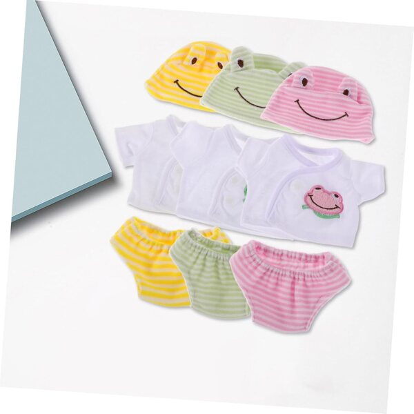 Puppenkleidungsset 30 cm 3-teilig Rosa Grün Gelb, Freizeitkleidung für Plüschpuppen