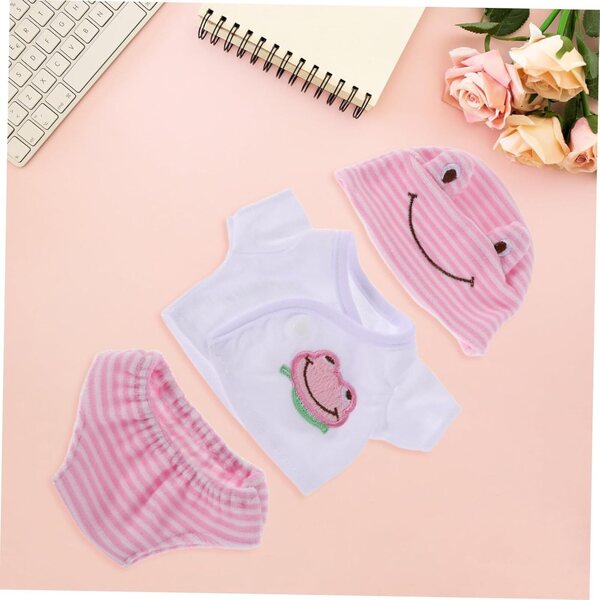 Puppenkleidungsset 30 cm 3-teilig Rosa Grün Gelb, Freizeitkleidung für Plüschpuppen