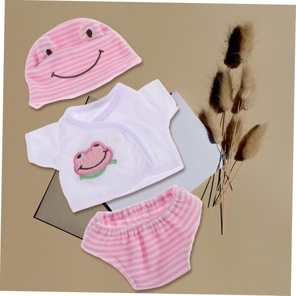 Puppenkleidungsset 30 cm 3-teilig Rosa Grün Gelb, Freizeitkleidung für Plüschpuppen
