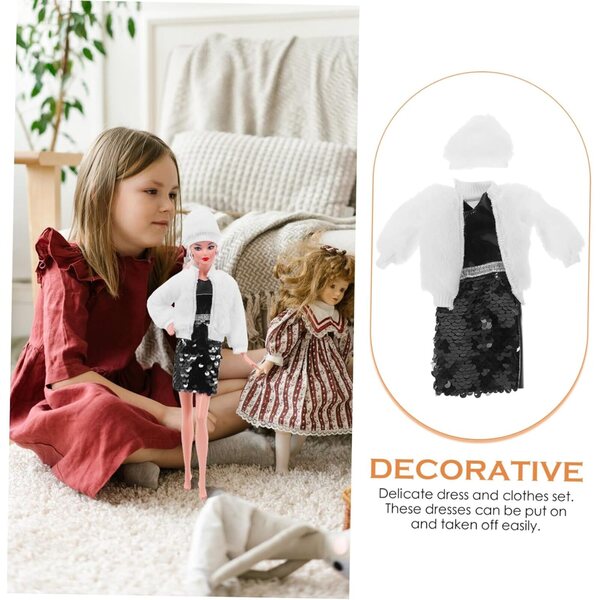 Set Abbigliamento per Bambole ERINGOGO con Gonna in Peluche e Vestito Elegante 27-29 cm