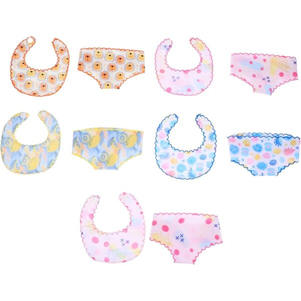 Set 5 Bavaglini e 5 Culotte per Bambole 30 cm - Accessori Lavabili e Morbidi Hohopeti