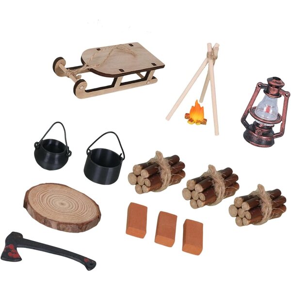 Slitta di legna in miniatura scala 1/12 per case delle bambole e scene campeggio
