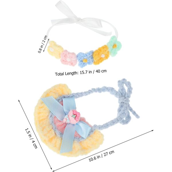 Puppenzubehör-Set mit Blumen-Stirnband und Baumwoll-Lätzchen, 17 cm