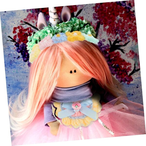 Puppenzubehör-Set mit Blumen-Stirnband und Baumwoll-Lätzchen, 17 cm