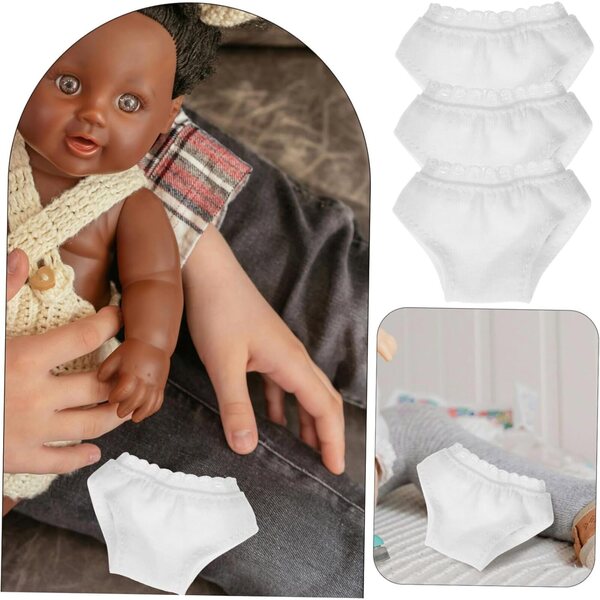 3-teilige weiße Puppen-Culotte aus wiederverwendbarem, leichtem und atmungsaktivem Stoff