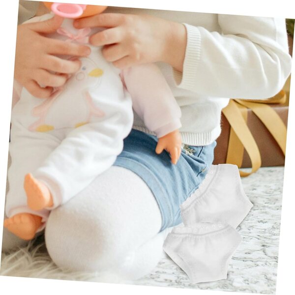 3-teilige weiße Puppen-Culotte aus wiederverwendbarem, leichtem und atmungsaktivem Stoff