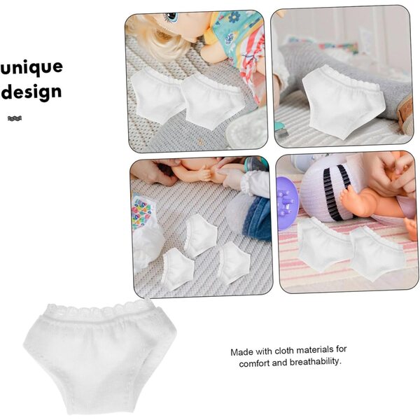 3-teilige weiße Puppen-Culotte aus wiederverwendbarem, leichtem und atmungsaktivem Stoff