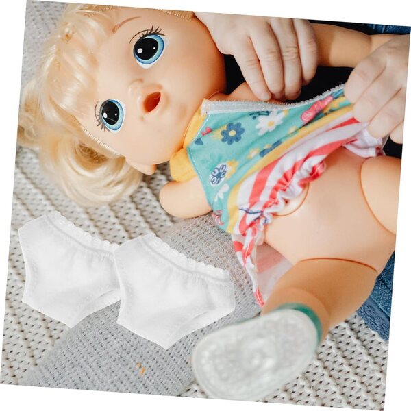3-teilige weiße Puppen-Culotte aus wiederverwendbarem, leichtem und atmungsaktivem Stoff