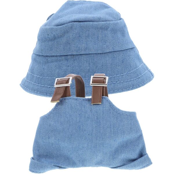 Set Abbigliamento Miniature per Bambole con Chapeau Bleu Ciel e Salopette
