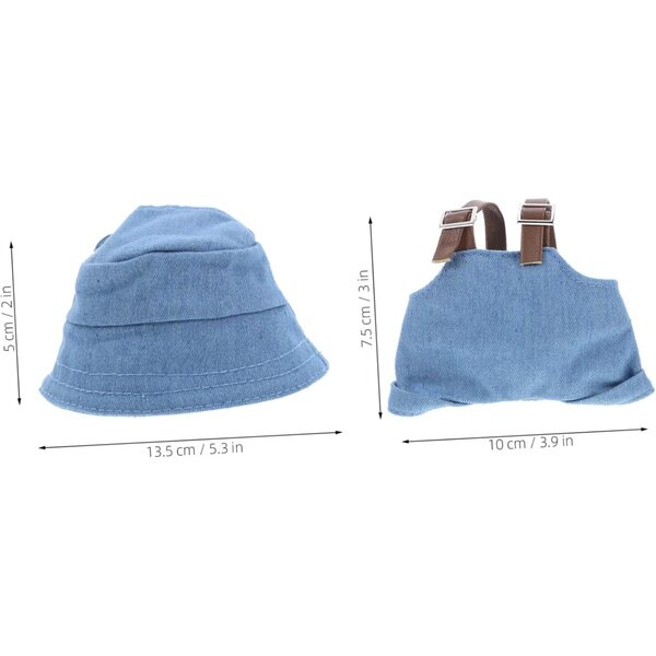 Set Abbigliamento Miniature per Bambole con Chapeau Bleu Ciel e Salopette
