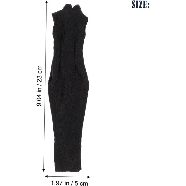 Beaupretty Puppenkostüm, schwarzes Cheongsam-Kleid aus widerstandsfähigem Stoff, 23 cm