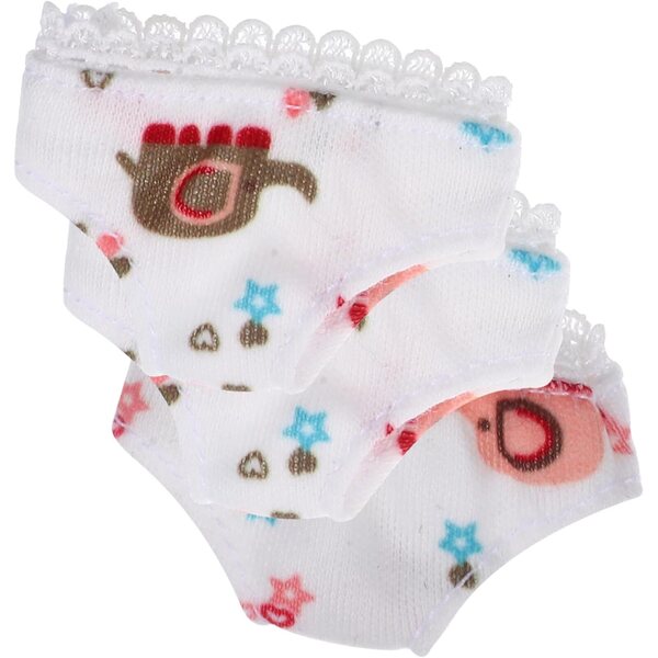 Hohopeti Set 3 Mini Culottes Bianche in Tessuto per Bambole 4,5x3,5 cm