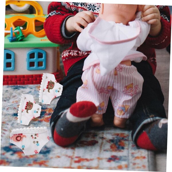 Hohopeti Set 3 Mini Culottes Bianche in Tessuto per Bambole 4,5x3,5 cm
