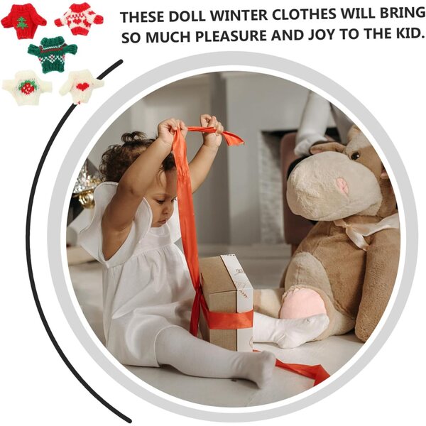 Set mit 5 Baumwoll-Winterpullovern für 6–8 Zoll große Puppen – dekorative Kleidung