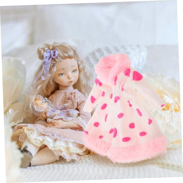 Weicher Plüschmantel für 30-cm-Puppen – modisch und bequem, rosa