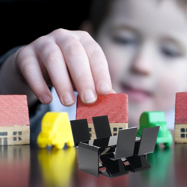 1/12 Miniatur-Set mit Tisch und Stuhl aus Acryl für Puppenhäuser und Dekoration