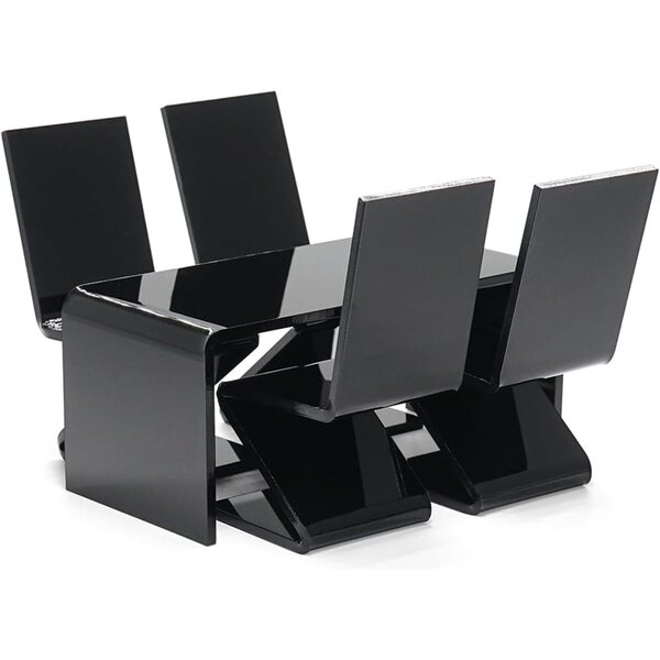 1/12 Miniatur-Set mit Tisch und Stuhl aus Acryl für Puppenhäuser und Dekoration