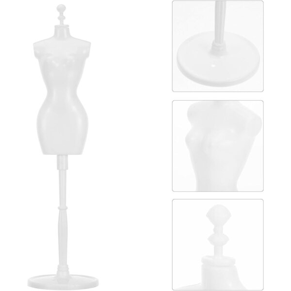 Set 6 Supporti Manichino per Abiti da Bambola in ABS Bianco, Resistenti e Leggeri