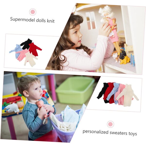 Set 5 Pezzi Abbigliamento in Lana per Bambole, Vestiti Caldi e Colorati ERINGOGO