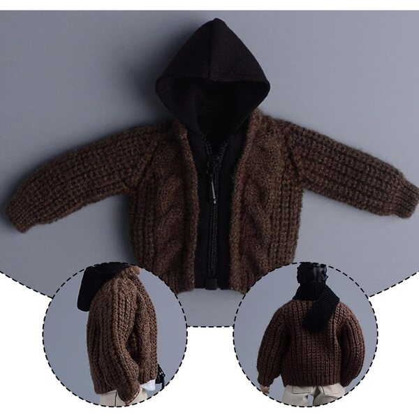 1/12 Pullover für Figuren und Puppen, elegant und realistisch, braun 6,5 cm