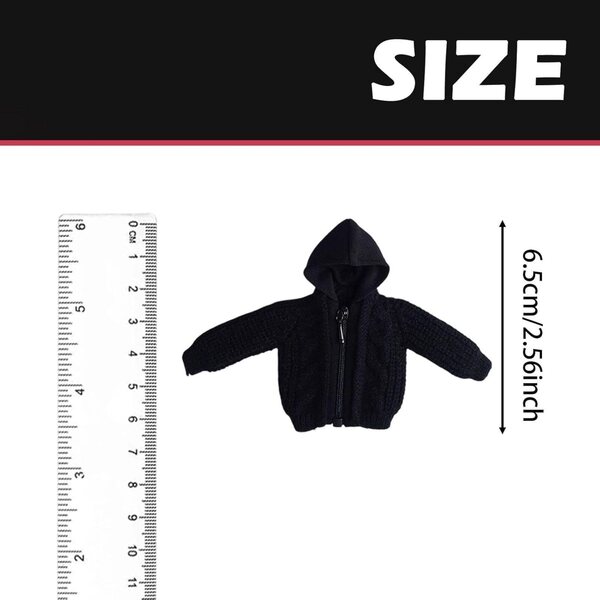1/12 Miniatur-Pullover für männliche und weibliche Figuren, elegantes Schwarz