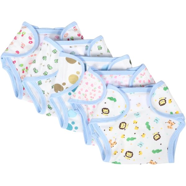 Set mit 5 wiederverwendbaren, verstellbaren Baumwollwindeln für Puppen – Rollenspielzubehör