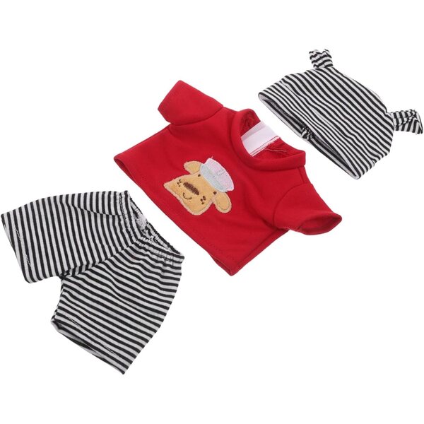 Abbigliamento per Bambole con Motivo a Righe e Cane, Completo Pantaloni e Cappello