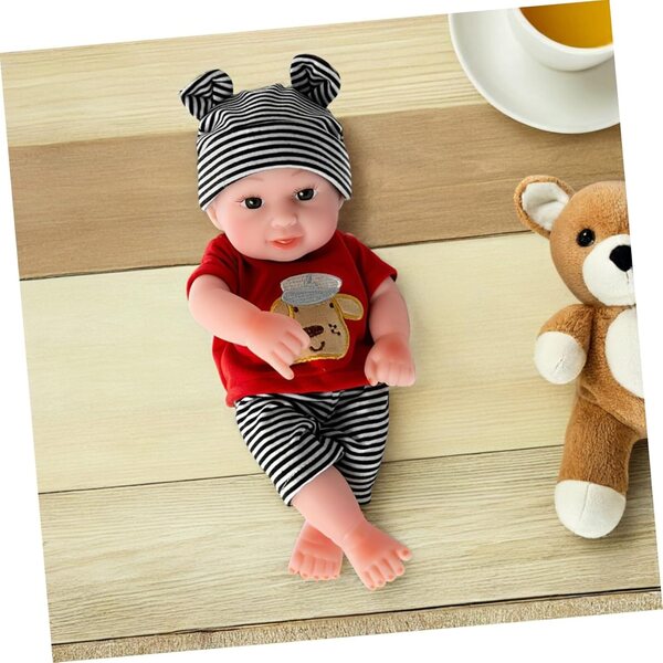 Abbigliamento per Bambole con Motivo a Righe e Cane, Completo Pantaloni e Cappello