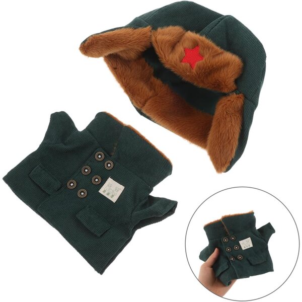 Set Hohopeti Abito invernale verde per bambola con cappotto e cappello in poliestere