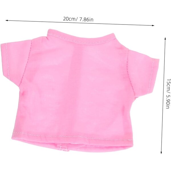 Set mit 5 kurzärmeligen T-Shirts für Plüschtiere – weiche und farbenfrohe Kleidung für 18 cm große Puppen