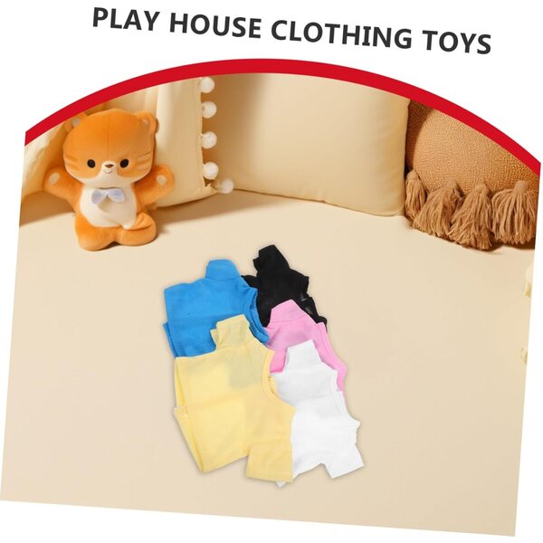 Set mit 5 kurzärmeligen T-Shirts für Plüschtiere – weiche und farbenfrohe Kleidung für 18 cm große Puppen