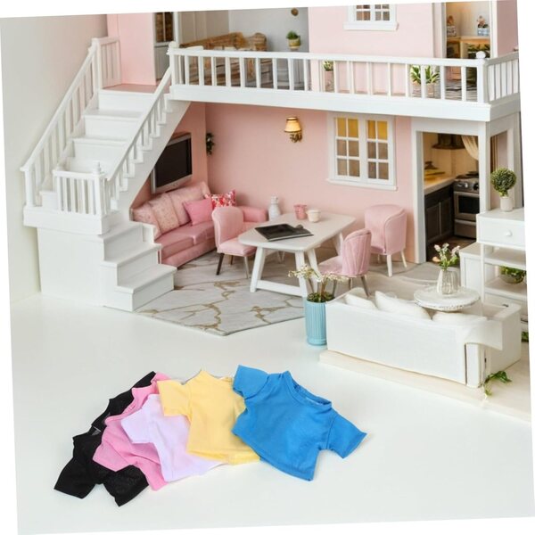 Set mit 5 kurzärmeligen T-Shirts für Plüschtiere – weiche und farbenfrohe Kleidung für 18 cm große Puppen