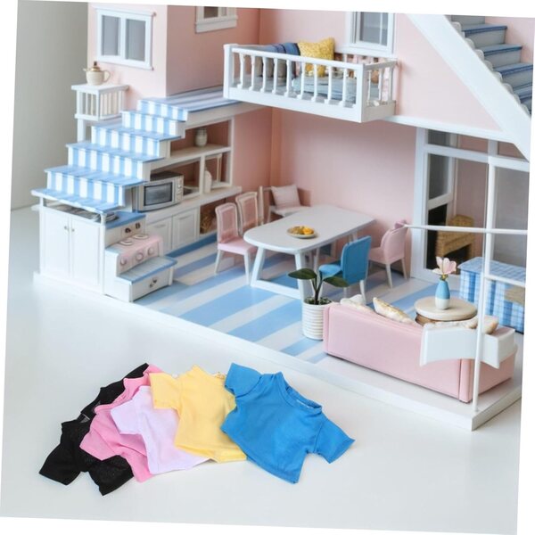 Set mit 5 kurzärmeligen T-Shirts für Plüschtiere – weiche und farbenfrohe Kleidung für 18 cm große Puppen