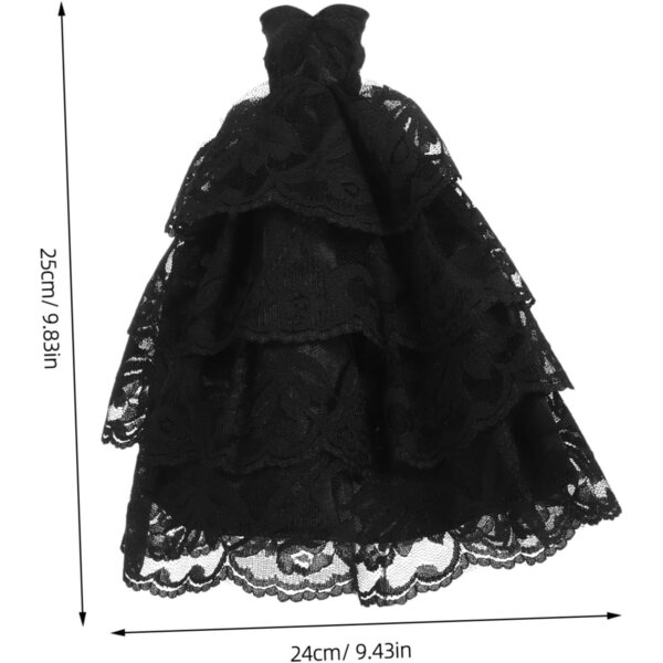 Mikinona Set 2 Pezzi Costume Sposa per Bambola in Pizzo Bianco e Nero Elegante