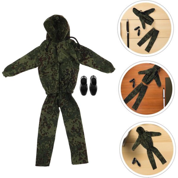 Tarn-Outfit für Militärpuppe mit Jacke, Hose und Schuhen für Kinder 12"