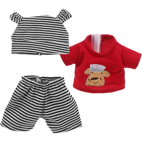 Beaupretty Reborn-Puppenbekleidungsset bestehend aus gestreifter Hose und Mütze mit Hundemuster
