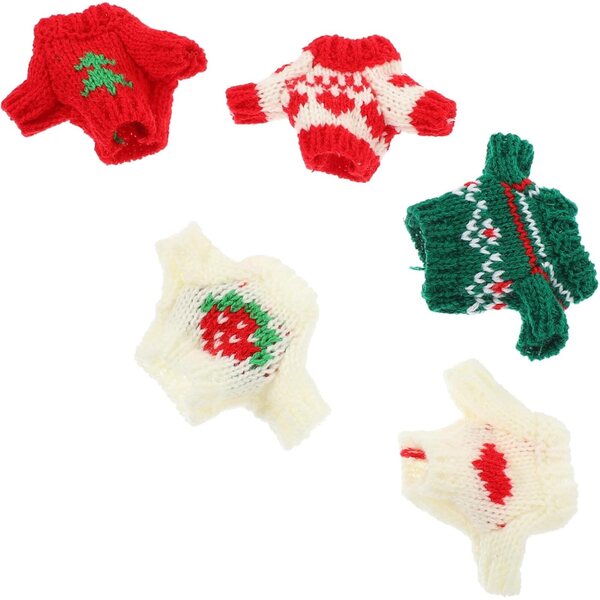 Set mit 5 Baumwollpullovern für 8-Zoll-Puppen, bunte Muster für Spiele und Kleidung