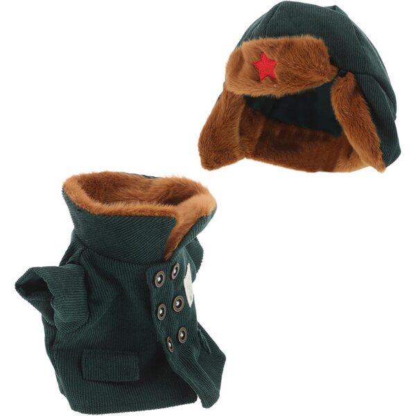 Vaguelly Militärkostüm für Puppen mit Mütze und Wintermantel aus Polyester