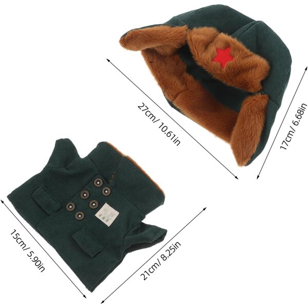 Vaguelly Costume Militaire per Bambole con Cappello e Cappotto Invernale in Poliestere