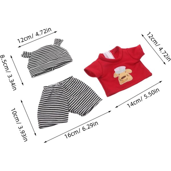 Abbigliamento a Righe per Bambole con Pantaloni e Cappello - Set Completo Unisex