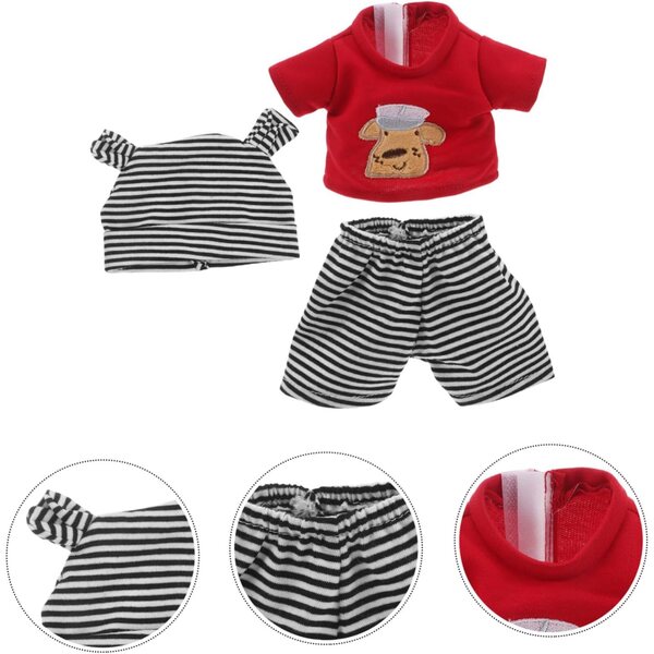 Abbigliamento a Righe per Bambole con Pantaloni e Cappello - Set Completo Unisex