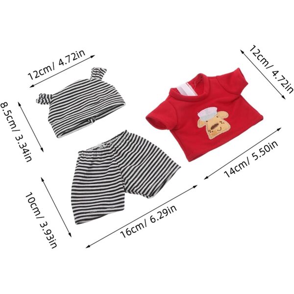 Vaguelly Gestreiftes Puppenoutfit für Neugeborene mit Mütze und Baumwollhose