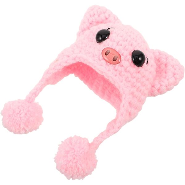 Mini cappello lavorato a maglia rosa per bambole BJD - accessorio in morbida lana fai da te 9x7 cm