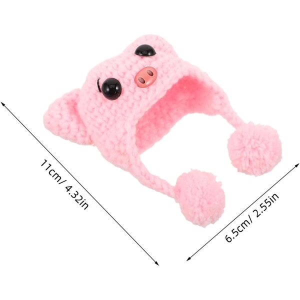 Mini cappello lavorato a maglia rosa per bambole BJD - accessorio in morbida lana fai da te 9x7 cm