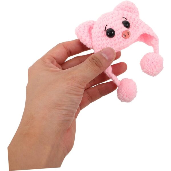 Mini cappello lavorato a maglia rosa per bambole BJD - accessorio in morbida lana fai da te 9x7 cm